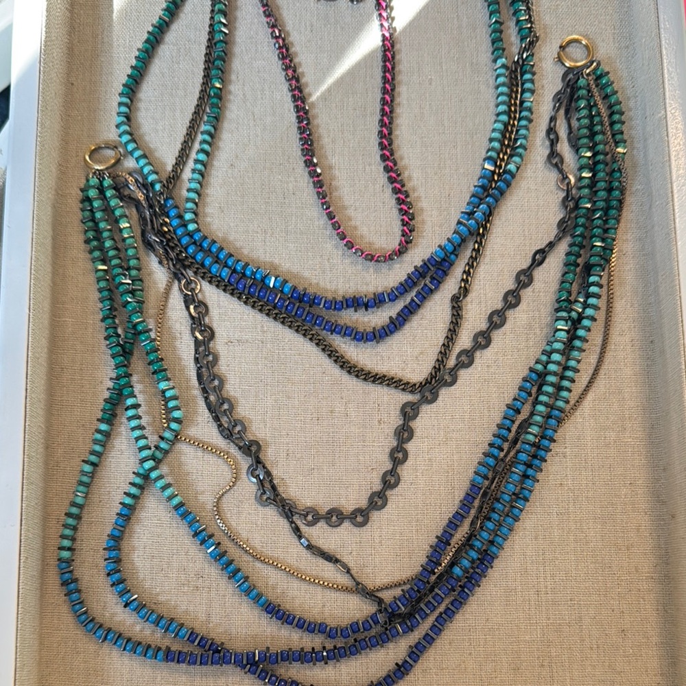Stella & Dot Blue and Green multi-strand Beaded Necklace
